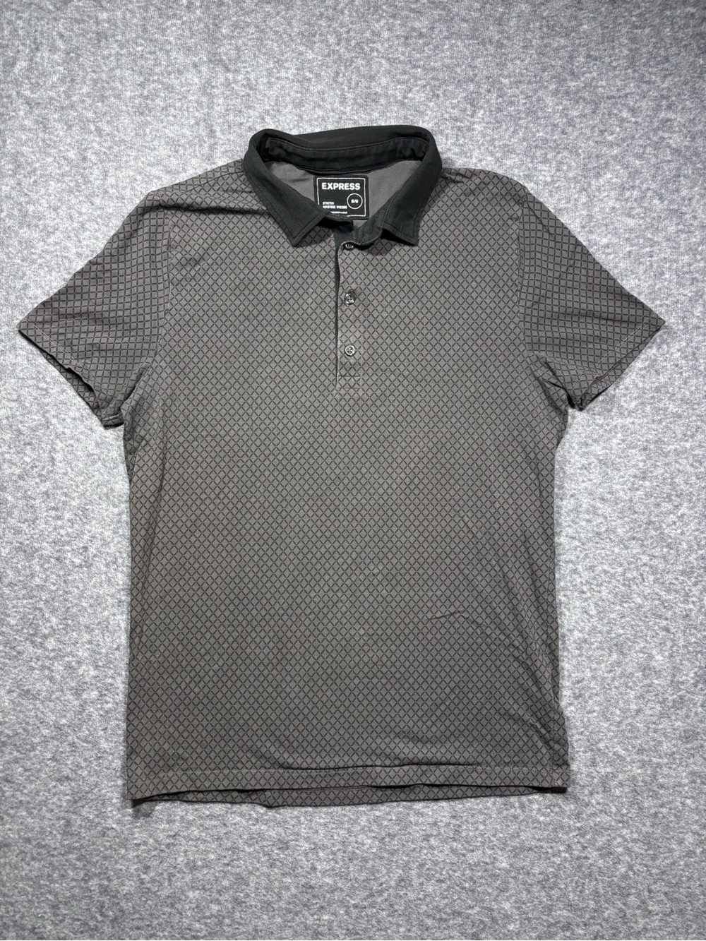 Express Men's Black/Gray Geometric Polo